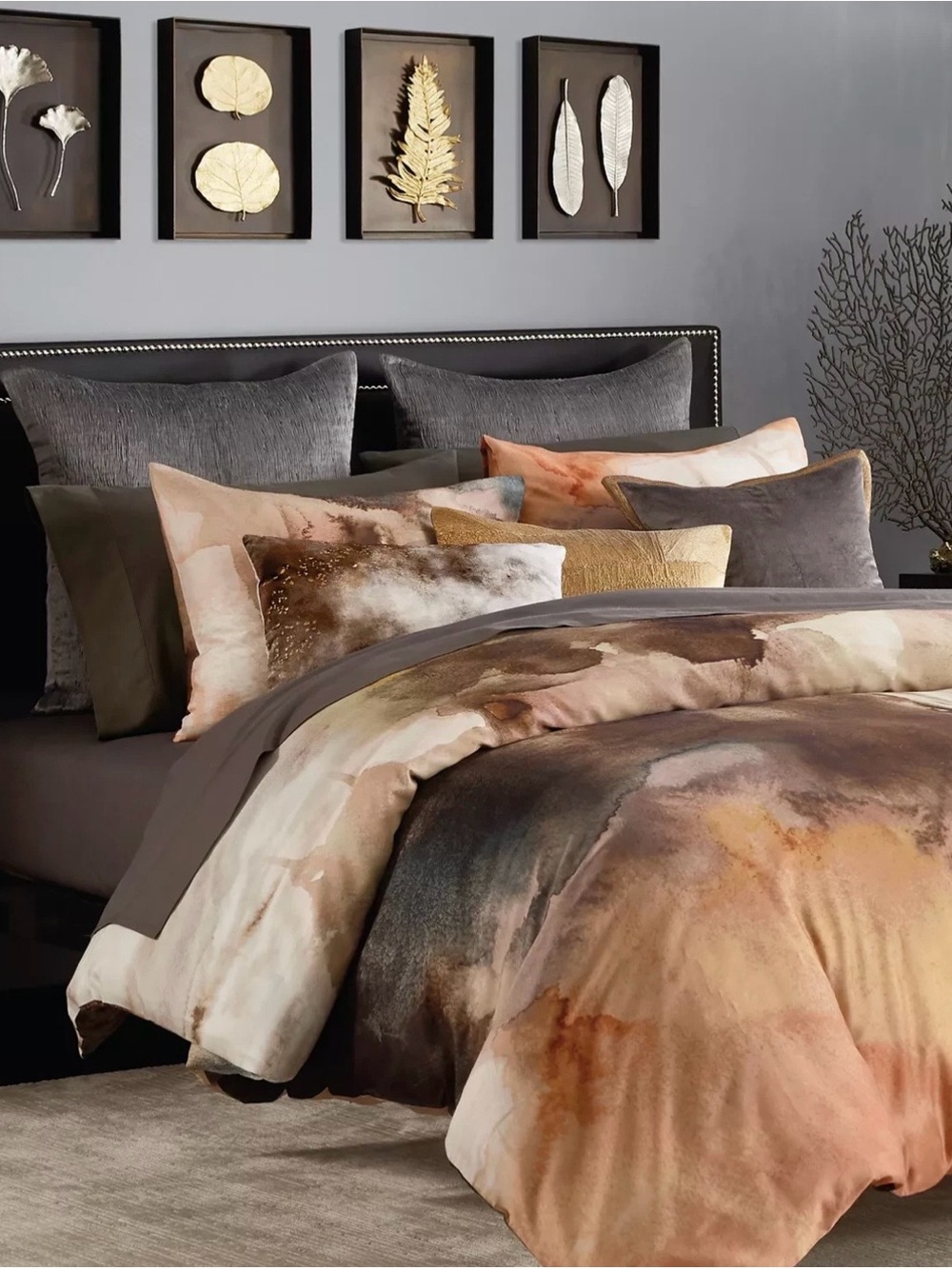 Michael Aram’s Metamorphosis king duvet cover and  four standard pillow shams.